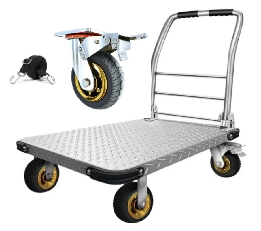

Heavy platform truck flatbed cart, 1000 kg 36X24 inch large flatbed truck with 5 inch rotating casters