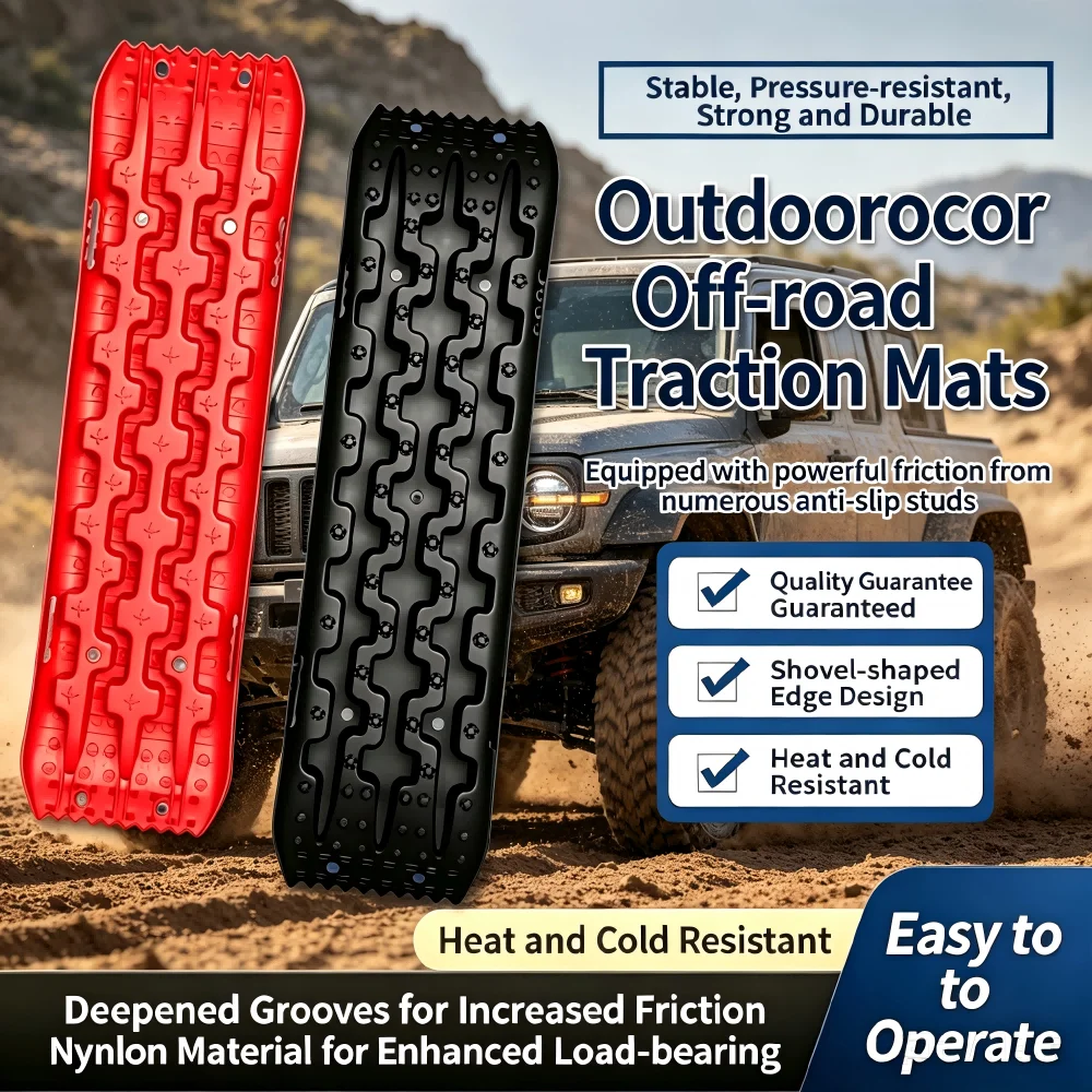 2PCS Car Offroad Recovery Traction Boards Anti-Slip Tire Escape Traction Mats for Mud Snow Sand