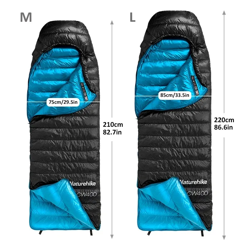 Naturehike Winter Down Sleeping Bag CW400 Adult 650FP Duck Down Warm Sleeping Bag 4 Seasons Suitable Waterproof Ultralight Quilt