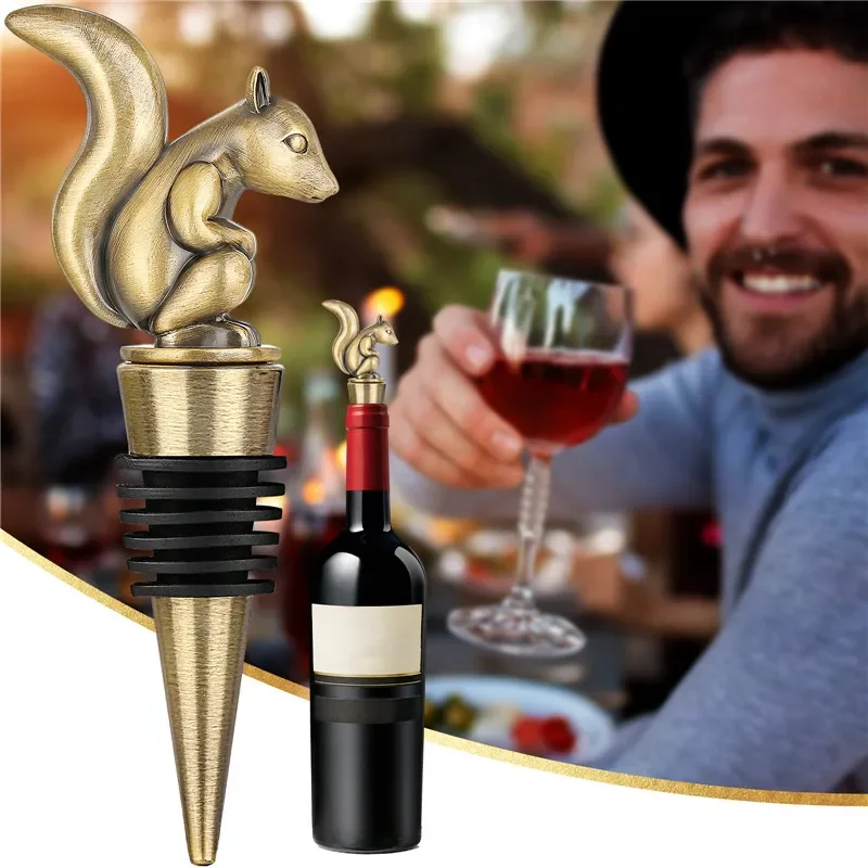 Lovely Squirrel Shape Metal Wine Stopper Animal Bottle Stoppers for Champagne Saver Decoration Accessory for Wedding Event Party