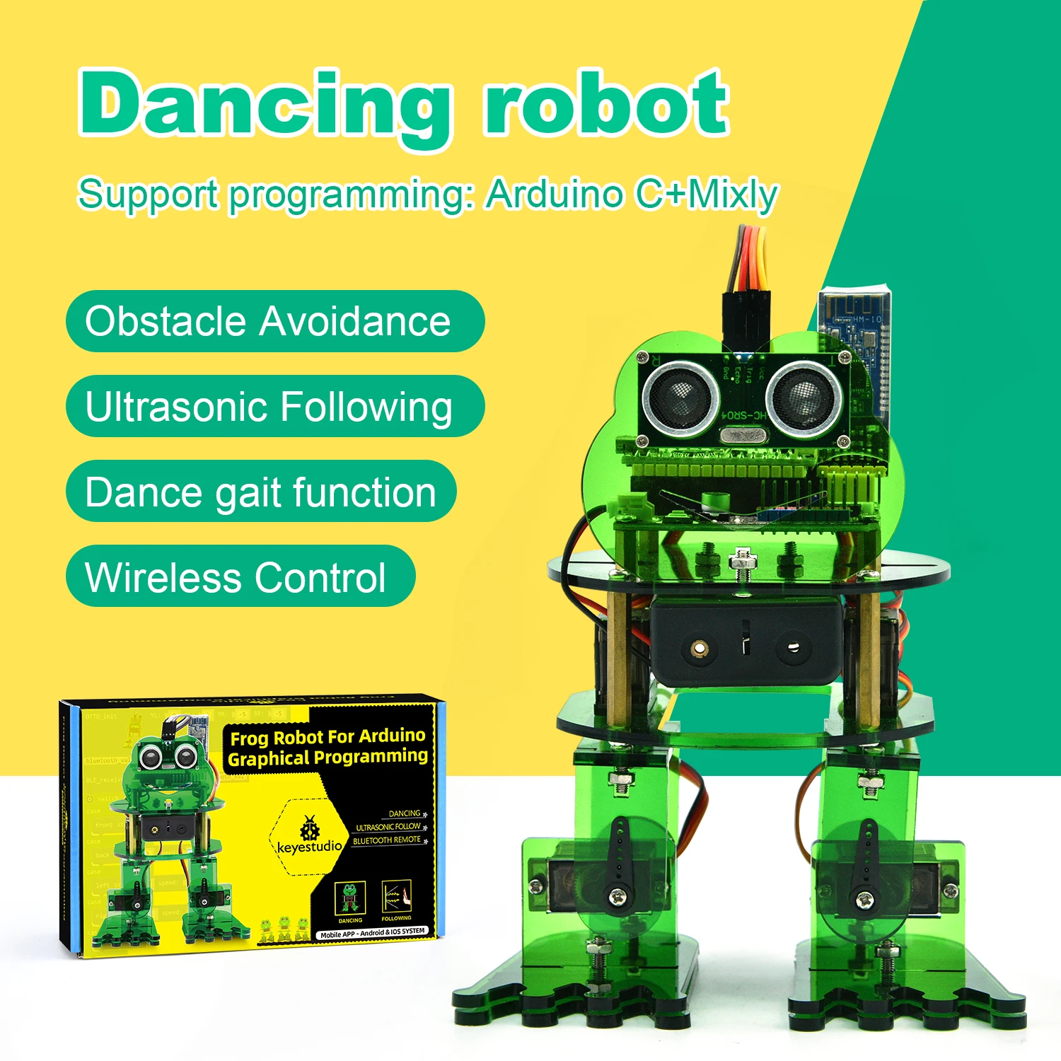 Keyestudio Frog Robot For Arduino Nano DIY Electronic Starter Kit Compatible Arduino Nano Support Mixly Coding DIY STEM Kit