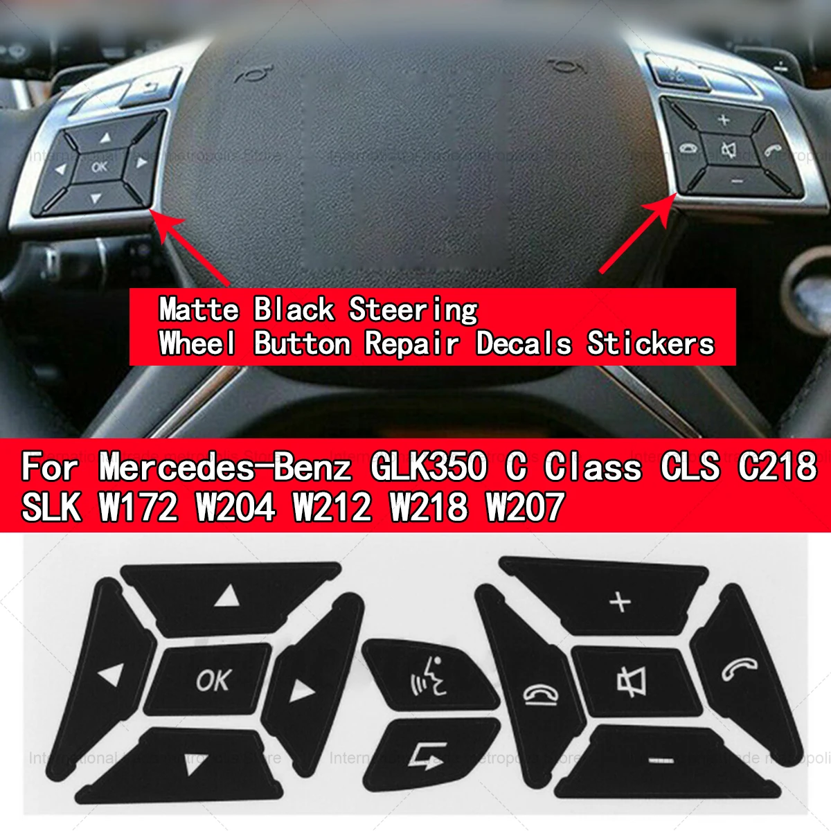 Steering Wheel Control Button Repair Stickers for Mercedes-Benz  GLK350 C Class CLS C218 SLK W172 W204 W212 W218