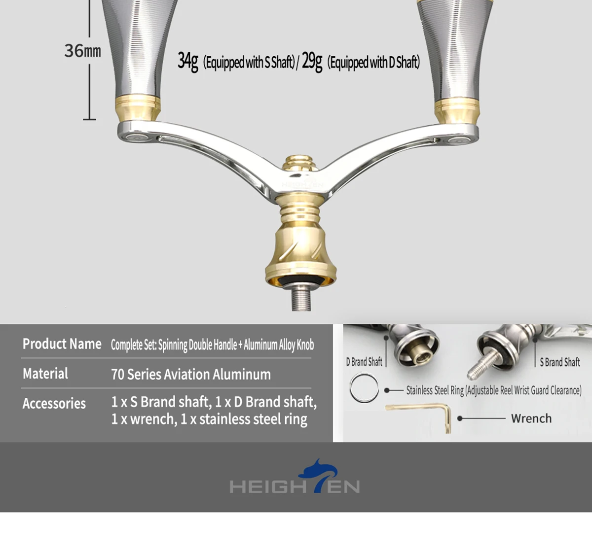 Verstellbare Doppelhebelarme für Spinnrollen – Achsabstand 80/98 mm, Knopfdurchmesser 20 mm | Passend für Daiwa & Shimano Rollen-Modifizierungsteile – Detail 14