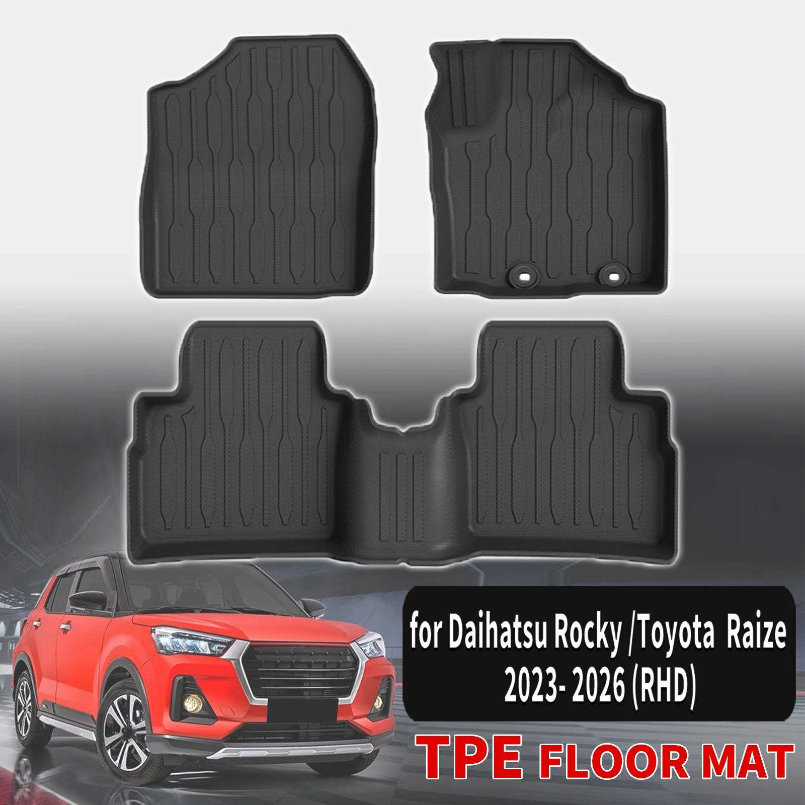 

for Daihatsu Rocky /Toyota Raize 2023-2026 Durable TPE Car Floor & Trunk Mats, Non-Slip Easy Clean (Not Fit For Left Hand Drive)