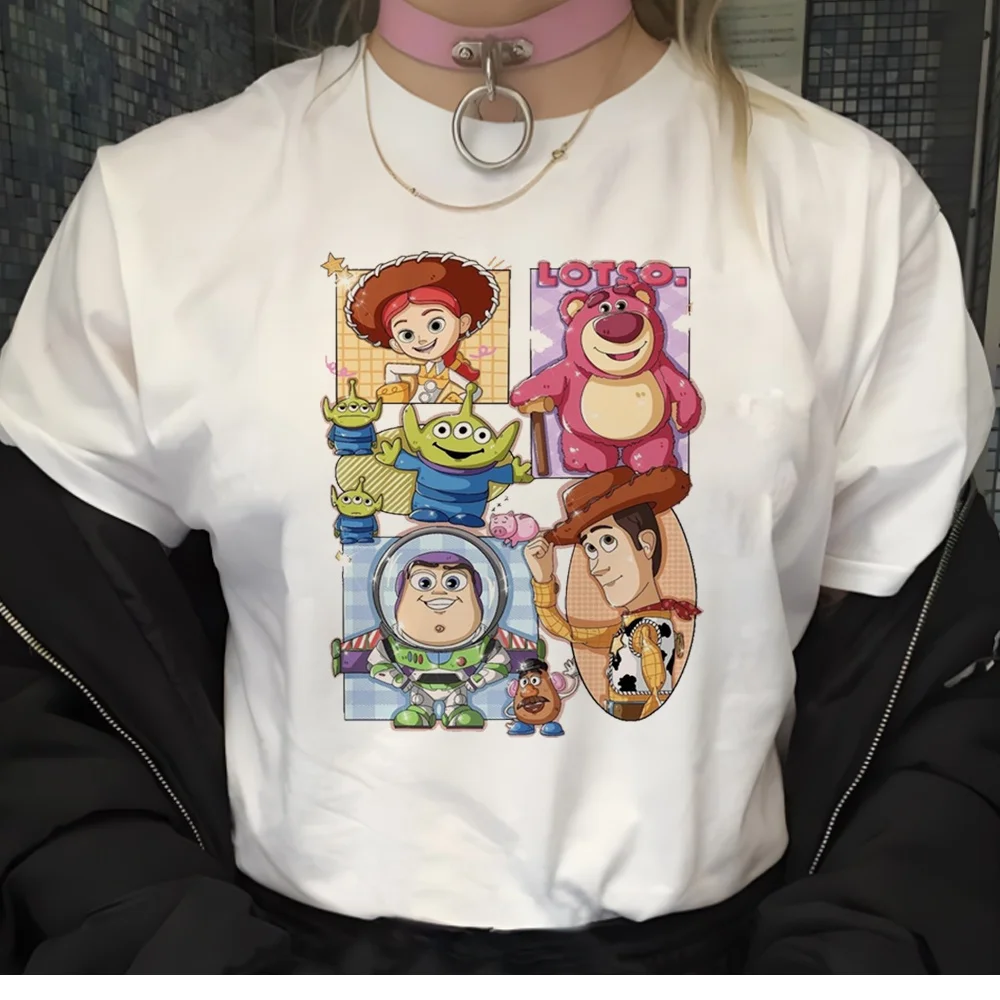 Urso dos desenhos animados camiseta estampada para mulheres, kawaii engraçado, streetwear Harajuku, roupas casuais, blusa simples de manga curta, unissex, verão