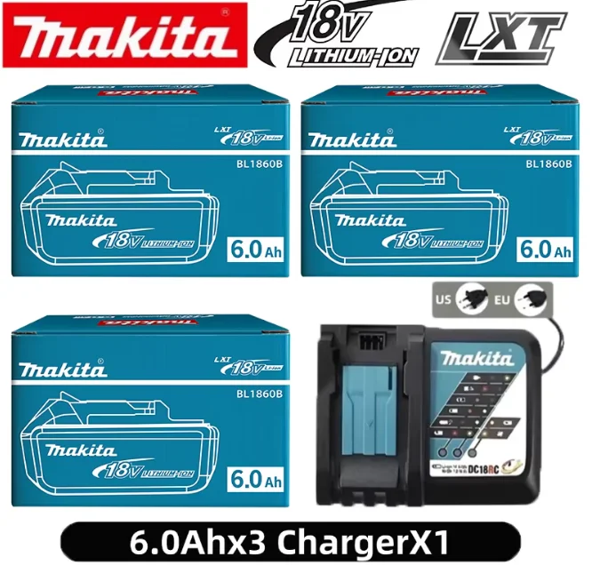 

100% оригинальный аккумулятор Makita 18V 6.0Ah, для электроинструментов Makita BL1830, BL1830B, BL1840, BL1840B, BL1850, BL1860B.