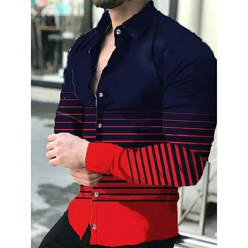 2023 Designer New 3D Printing Pattern Graffiti Line Plaid Shirt Fashion Men's Street Outdoor Casual Lapel Cardigan Large Size