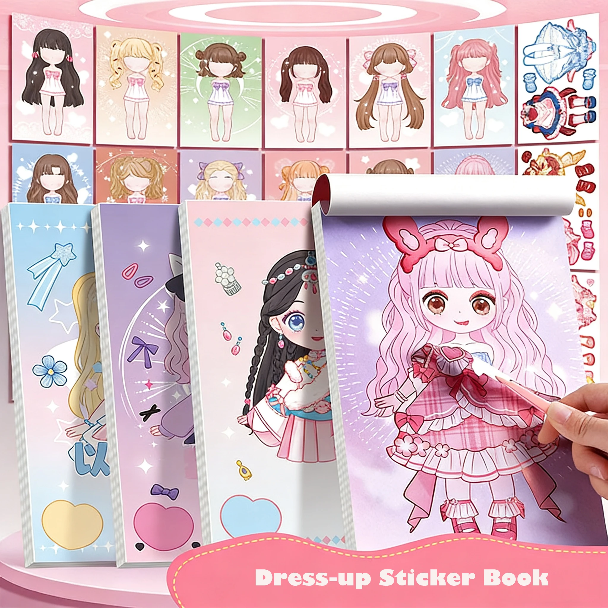Cute Princess Dress Up Stickers DIY Handmade Educational Cartoon change Makeup Sticker Book
