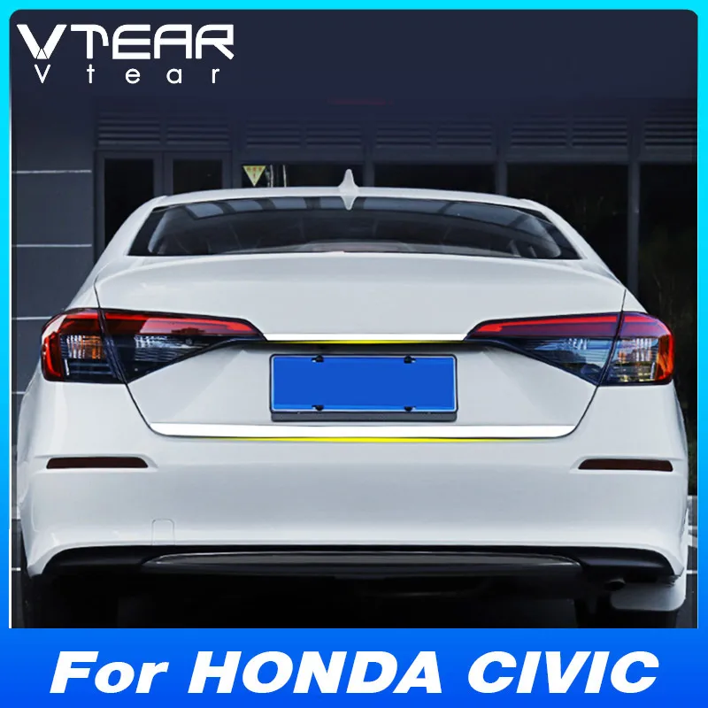 

For Honda Civic Fe 2022 2023 Accessories Body kit Trunk Rear Tail Door Trim Strip Exterior Mouldings Protection Sticker