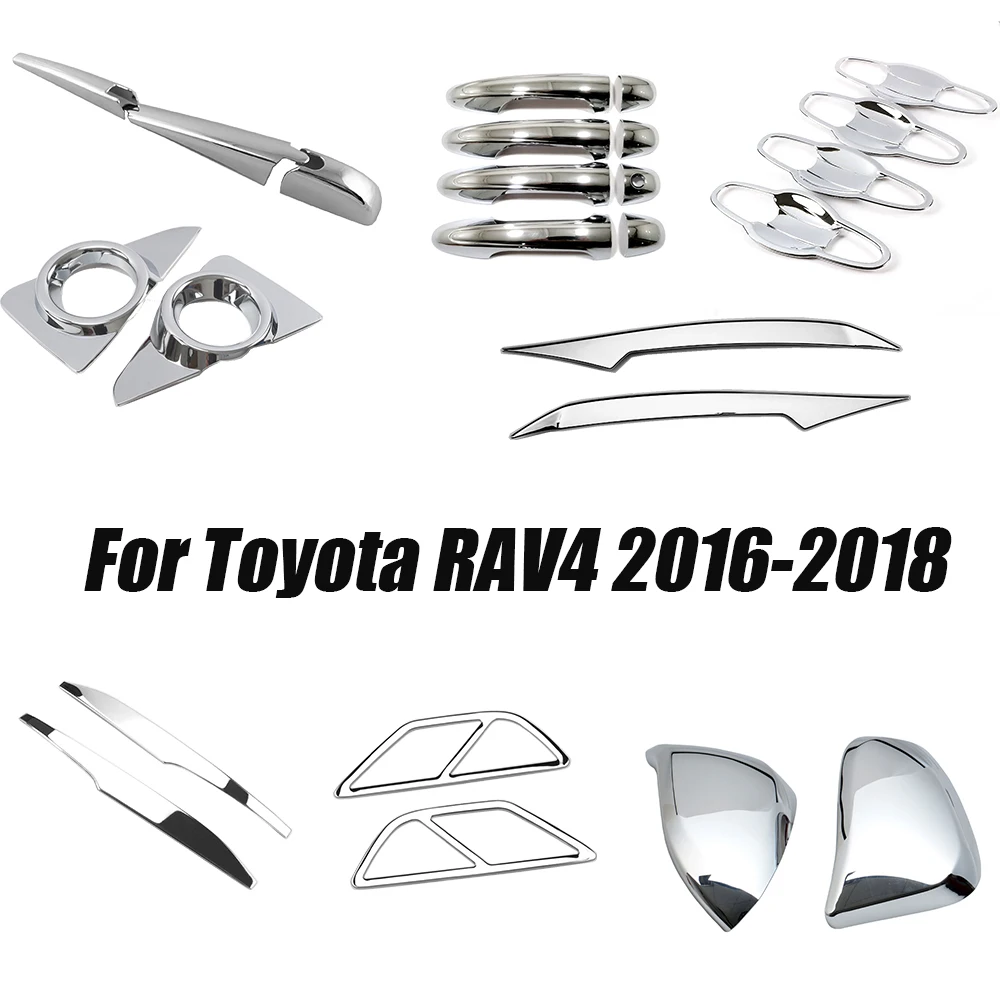 

For Toyota RAV4 2016-2018 Accessories ABS Car Headlight Trim Car Rear View Mirror Cover Handle Front Rear Fog Light Decoration