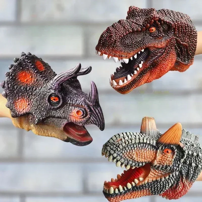 Hand Puppets Dinosaur head Model Toy T-Rex Dino Jurass Shark Tiger Park Dolls Dinosaur Worlds Soft Toy for Boys Kids Gifts