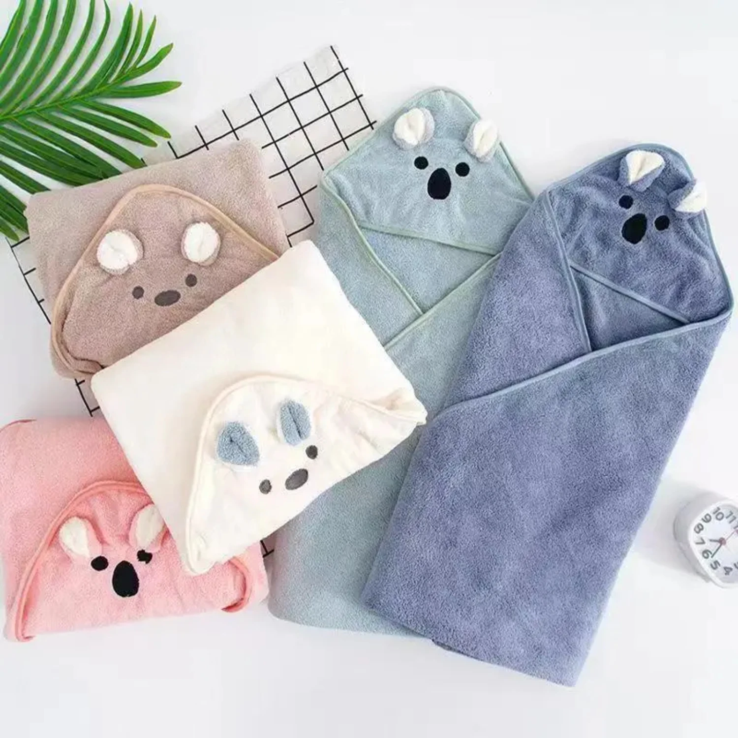 Extra Soft, Cozy, and Gentle Baby Koala Pattern Coral Fleece Bath Towel for Enhanced Comfort and Skin Care after Bath Time