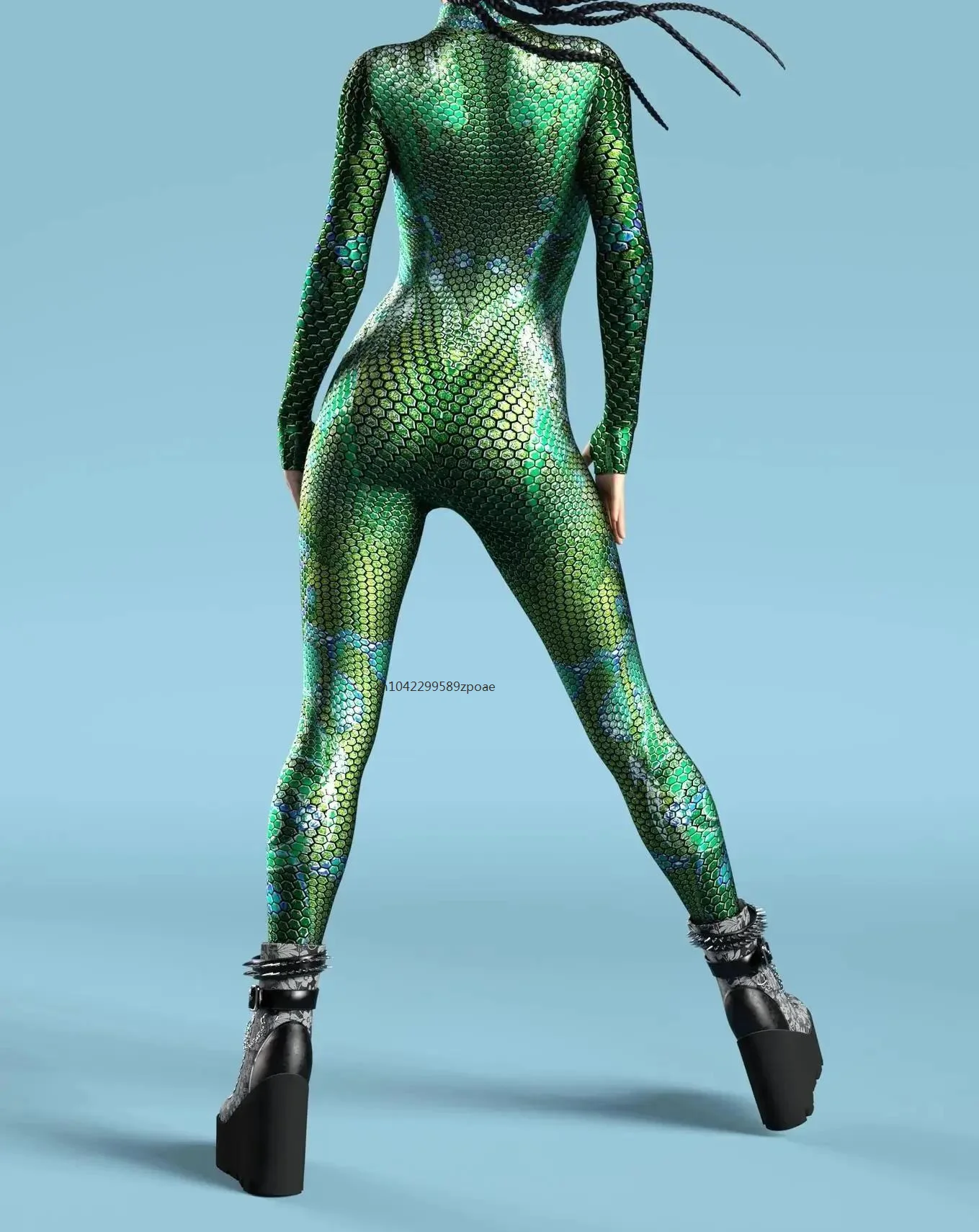 2024 Women Sexy Fish Scale Jumpsuit Mermaid Cosplay Armor Zentai Suit Costume Xmas New Year Party Shows Bodysuit Front Zipper