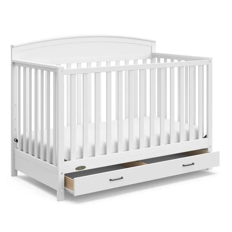 

5-in-1 Convertible Crib with Drawers Converts From Crib Toddler Bed,Daybed Full-size Bed,Fits Standard Full-size Crib Mattress