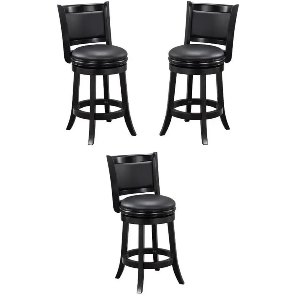 

24 Black Swivel Counter Stool Set of 3