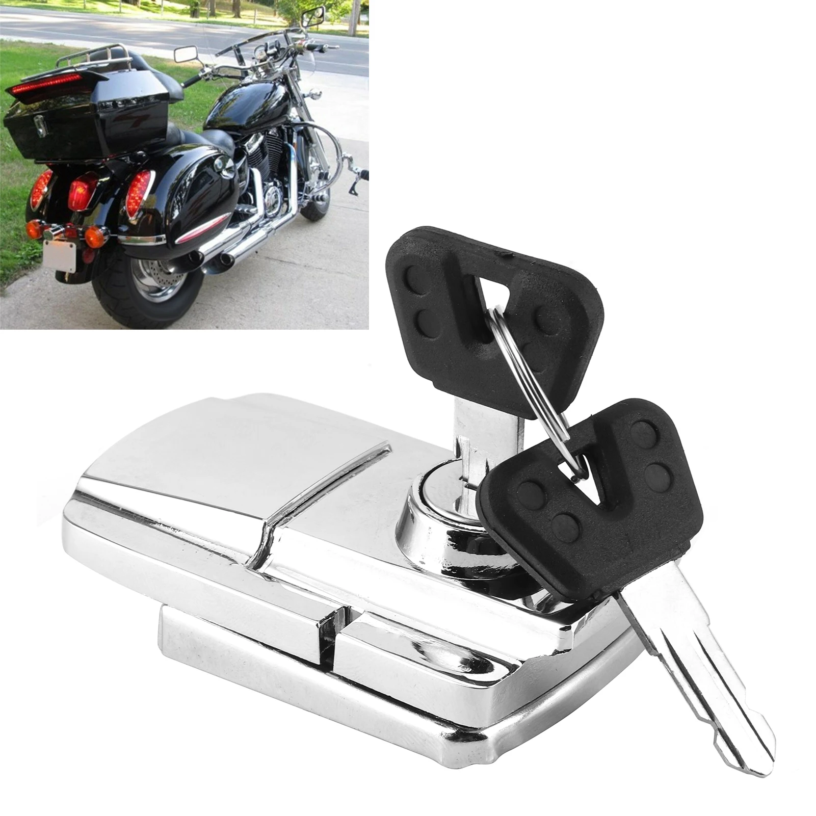 Motorcycle Rear Trunk Lock Anti Theft Lock with 2 Keys Replacement Luggage Box Lock Modification Accessory for Big Sheep