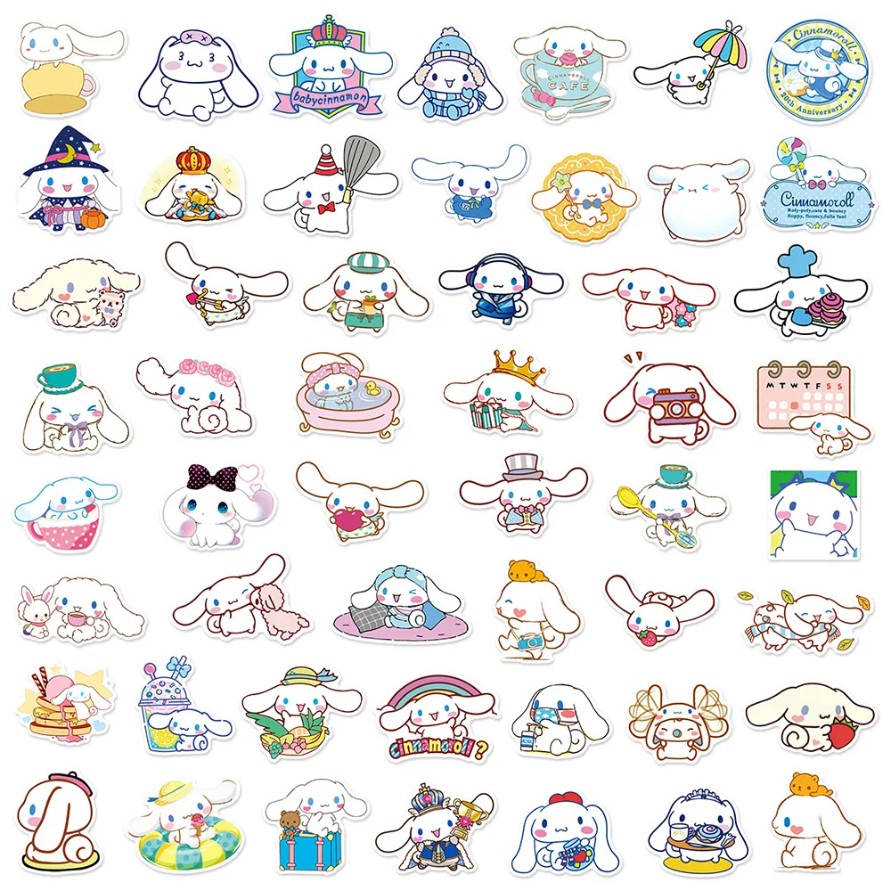 10/30/50pcs Sanrio Cinnamoroll Stickers Cute Anime Decoration Sticker DIY Stationery Phone Laptop Luggage Aesthetic Decals Gifts