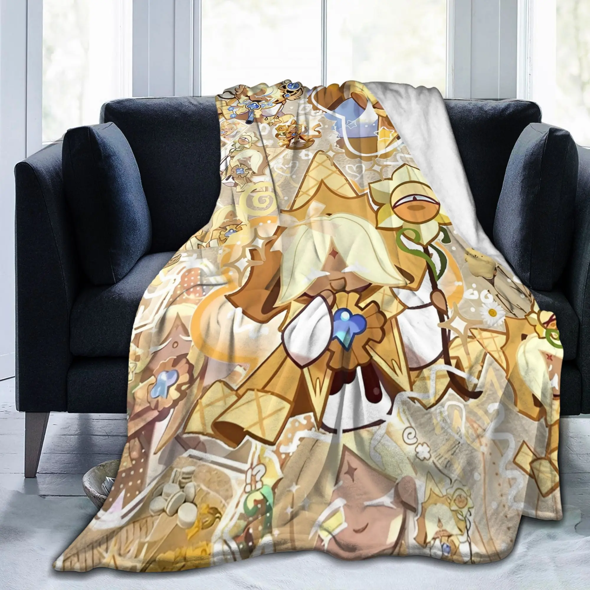 Cookie Run Kingdom Pure Vanilla Cookie Flannel Throw Blanket  for Bedspreads Knitted Blanket Office Super Soft Breathable