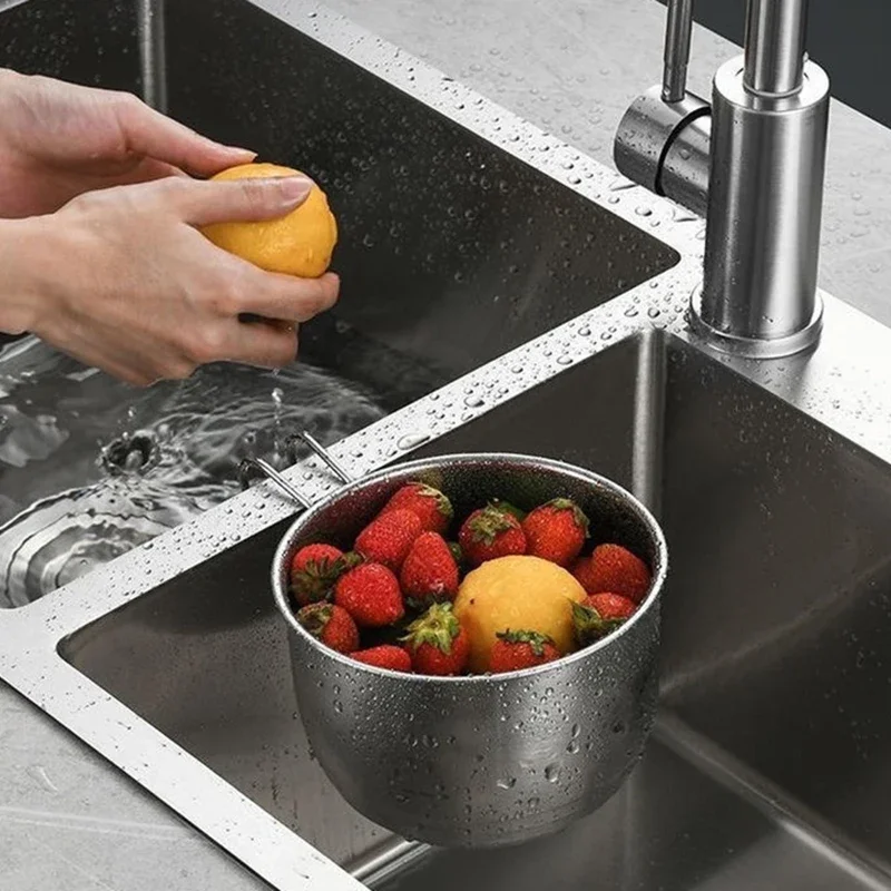 Crépine de vidange d'évier en acier inoxydable, panier multifonction de cuisine, collecteur de nourriture, passoire de fruits et légumes pour filtre de déchets de cuisine