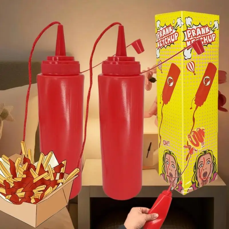 Funny Simulation Ketchup Squirt Magic Tricks Fool Day Prank Toys Fake Ketchup Surprise Gifts Close-up Street Magic Props
