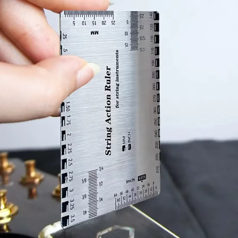 Guitar metal string pitch measurement ruler classical electric guitar tuning neck wrench string height caliper tool ruler 1PC