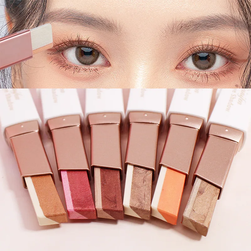 Dupla cor brilho sombra de olho vara lápis sombra maquiagem à prova dbicágua bicolor shimmer cosméticos beleza maquiagem ferramenta