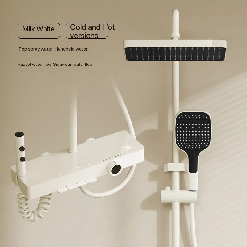 

Home Hotel Bathroom Toilet Shower Digital Display Ambient Light Water Pressure Powered Hot and Cold Copper Shower Set Complete Set New High-End Fashionable Luxury Technology Modern Shower Set