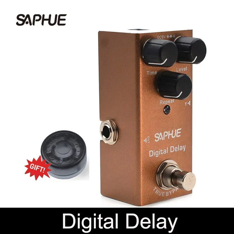 SAPHUE Electric Guitar Digital Delay Pedal Time/Level/Repeat Knob Effect Pedal Mini Single Type DC 9V True Bypass