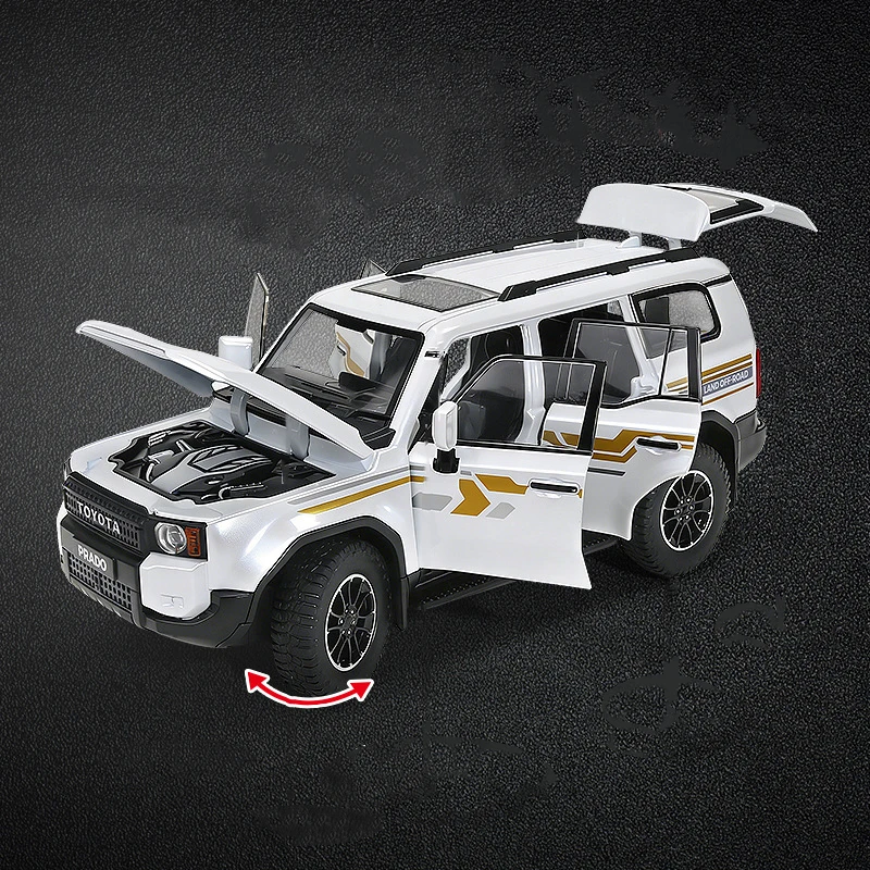 1/24 PRADO Land Cruiser 2026 SUV Alloy Car Model Diecasts Metal Off-road Vehicles Car Model Sound Light Simulation Kids Toy Gift