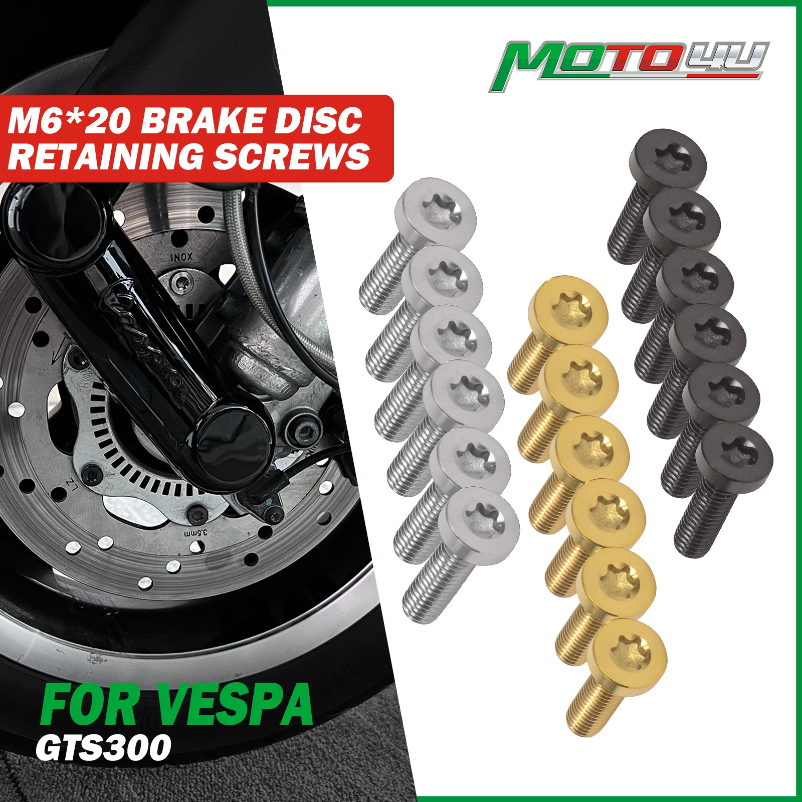 6 stücke Vorne Disc Bremse Schrauben M6 * 20 Titan Roller Bremsscheibe Halte Schrauben Motorrad Für Vespa GTS300 GTS 300 250 150