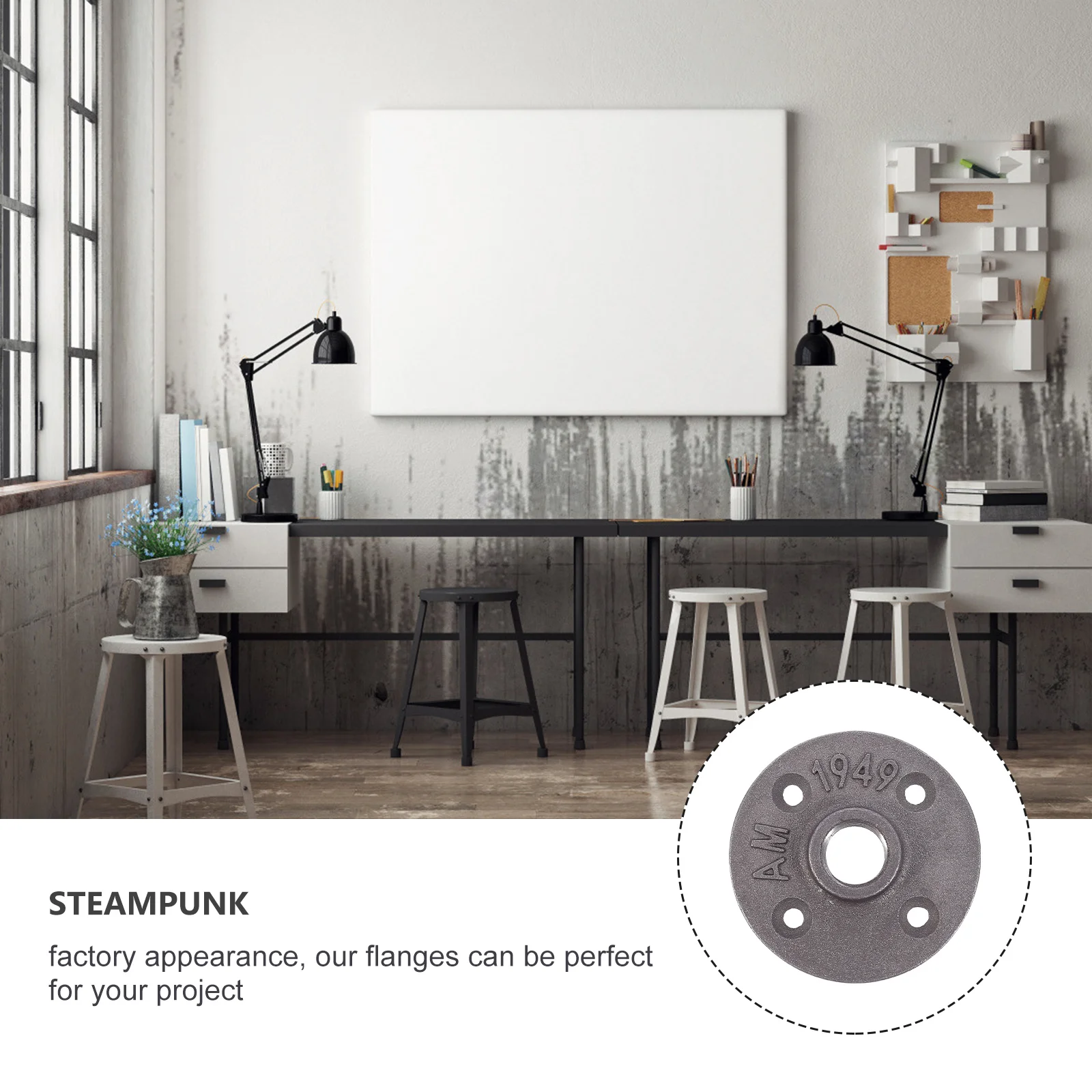 

4Pcs Water Pipe Bookshelf Base Strong Malleable Iron Fittings for Clothing Rack Table Leg Floor Flange Mounting