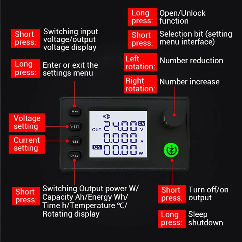 Adjustable 90W DC DC Buck Boost Power Converter CC CV 0.5-36V 5V 6V12V24V Power Module Regulated Laboratory Power Supply