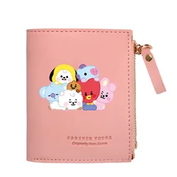 Kawaii BT21 portafogli corti da donna porta carte di credito simpatico cartone animato porta carte d'identità da ragazza portamonete portafogli da donna regalo