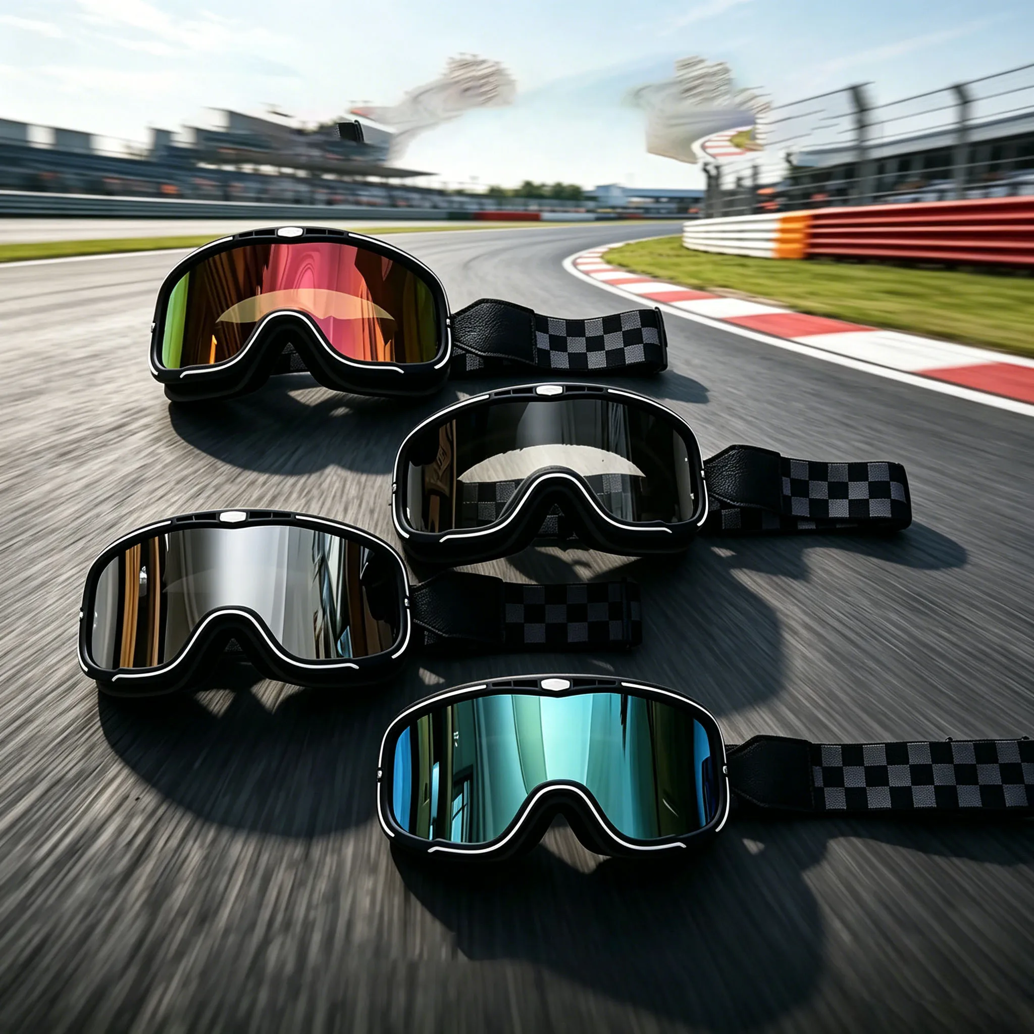 

Retro Motorbike Half Helmet Compatible Goggles, Oversized Frame Wind & Dust Resistant Riding Protective Glasses for Men & Women