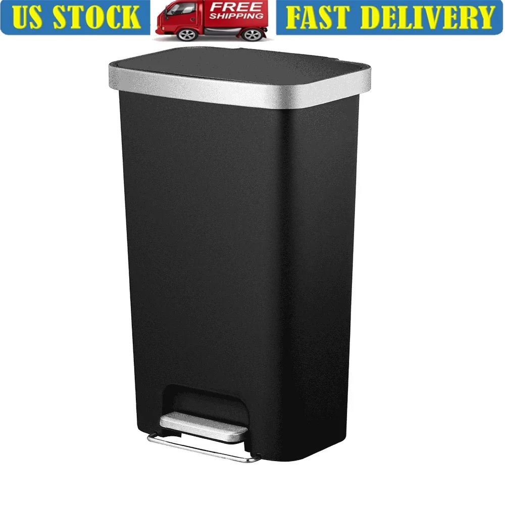 

Пластиковый мусорный бак на 11,9 галлонов с мягкой крышкой, вкладки для фиксации мешков с педалью из нержавеющей стали, корзина для мусора для внутреннего использования