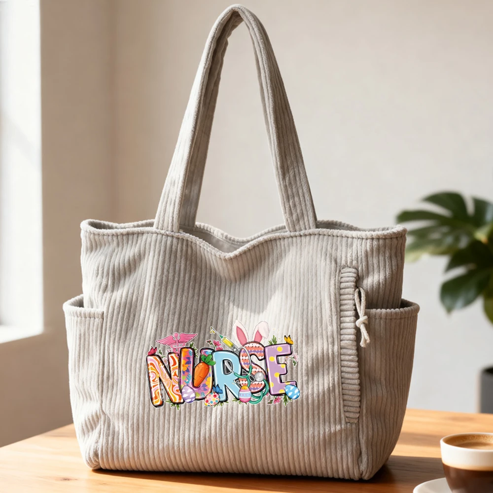 

Сумка-тоут из вельвета для медсестер, вместительная модная сумка через плечо, повседневная сумка для поездок на работу, сумка для покупок, сумка на плечо