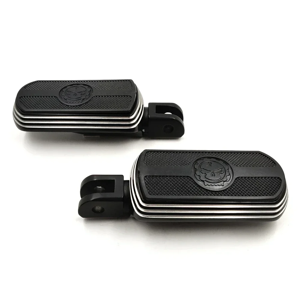 Black Foot Pegs Motorcycle Front Skull Rubber Footpeg For Harley 2018-later FXBB FXBR FXBRS FXLR 2019 2020 2021