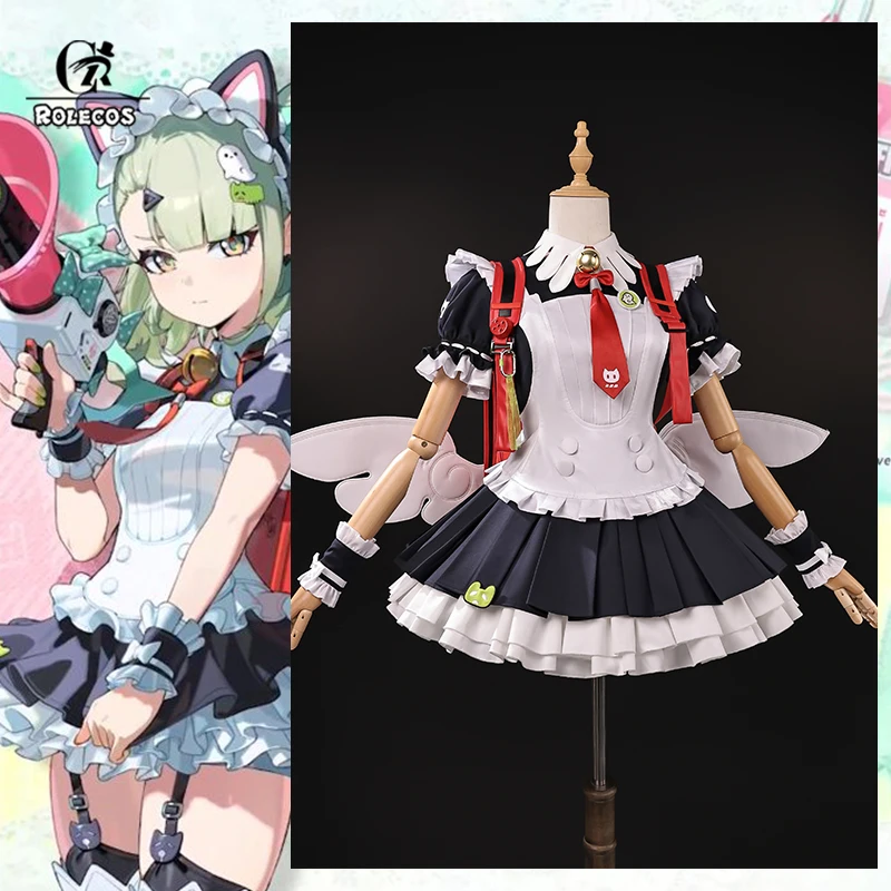 

ROLECOS Game Zenless Zone Zero Sunna Cosplay Costume Afternoon Tea Break Agent Sunna Women Halloween Party Maid Uniform