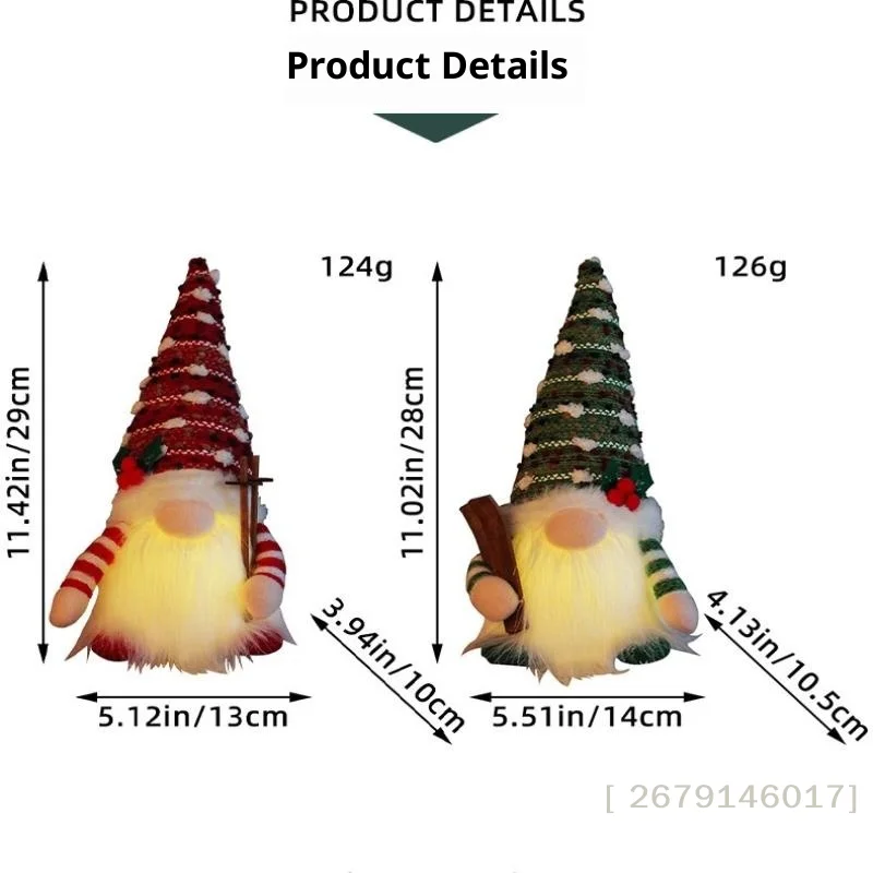 {YY26} عيد الميلاد جنوم دمية زوجين LED ضوء الليل زلاجة تزلج جنوم دمية المنزل عيد الميلاد الديكور لعام 2026 هدية السنة الجديدة [YY26].