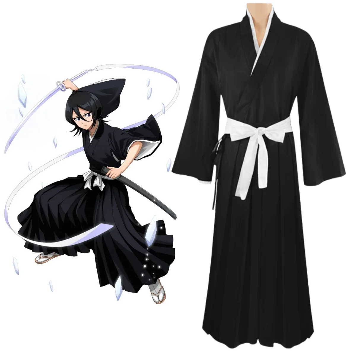 Disfraces de Cosplay de Kuchiki Rukia, Anime Bleach, Kurosaki Ichigo, Die Pa Soul Society, Shinigami, Conjunto de Kimono, Guerra de Sangre de los Mil Años