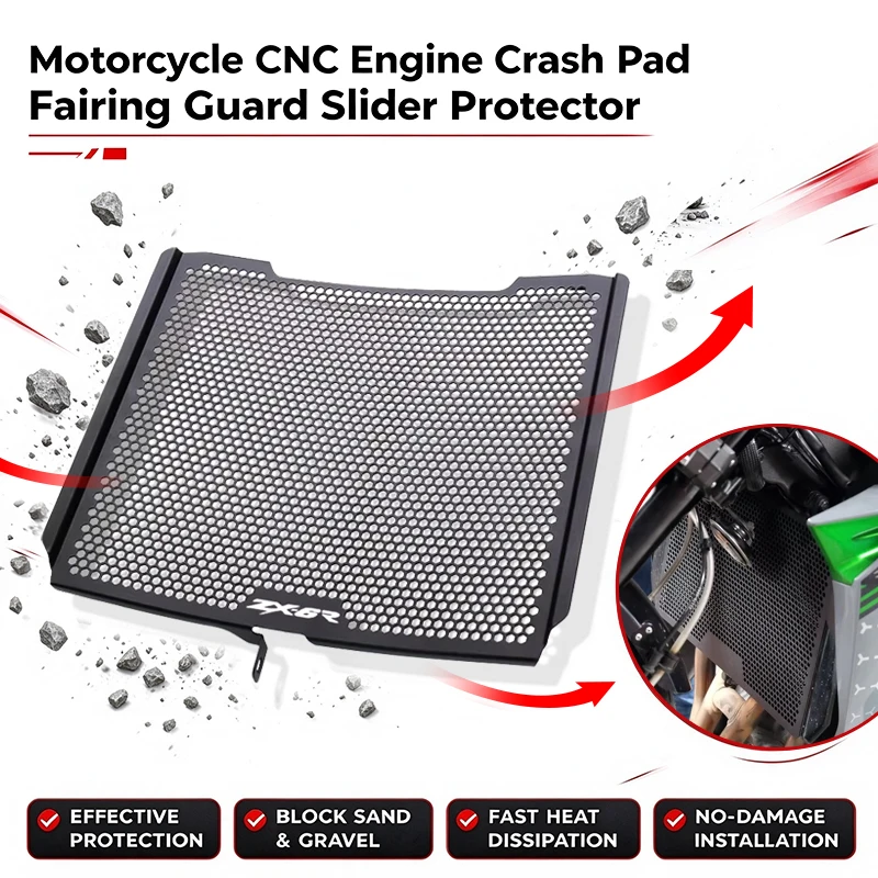 Motorcycle Radiator Grille Guard Cover Protector Fit For ZX636R ZX-636R ZX-6R ZX6R ZX636 ZX 6R 636 2013-2025
