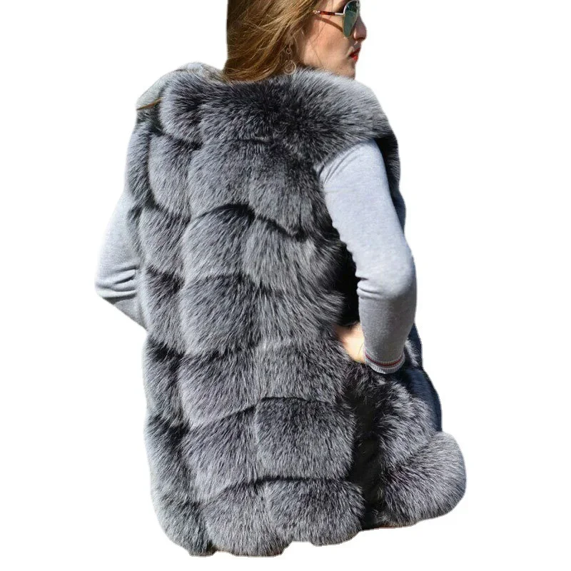 Gilet en fausse fourrure pour femme, veste en fourrure de torche épissée, gilet mince, 2024