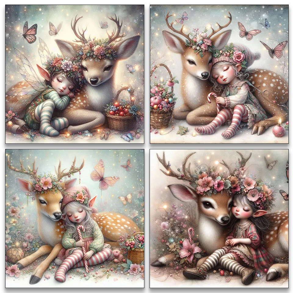 Little Girl and Elk 5D DIY New Product Diamond Painting Set Home Decoration Gift