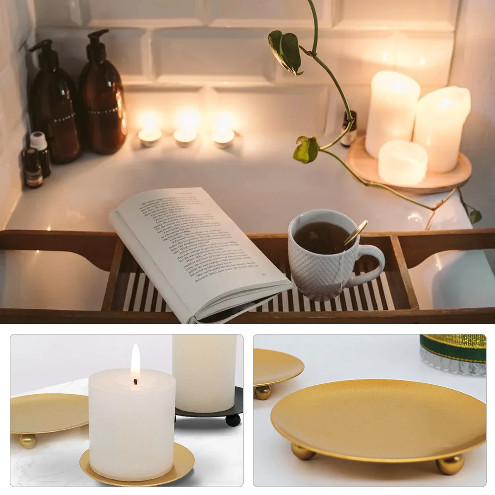 

3Pcs Iron Stand Metal Display Tray for Christmas Gatherings Simple Candlestick Party Supplies