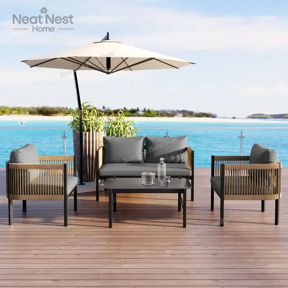 

U_Style Multi-person Outdoor Sofa Combination with A Table, Suitable for Garden, Backyard and Balconies,outdoor patio chair