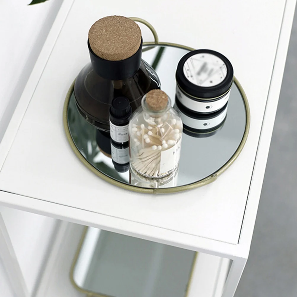 

1pc Round Serving Tray With Handle Premium Storage Tray For Dessert Fruit Snack Cake Stand Dinner Plate Tableware Home Kitchen