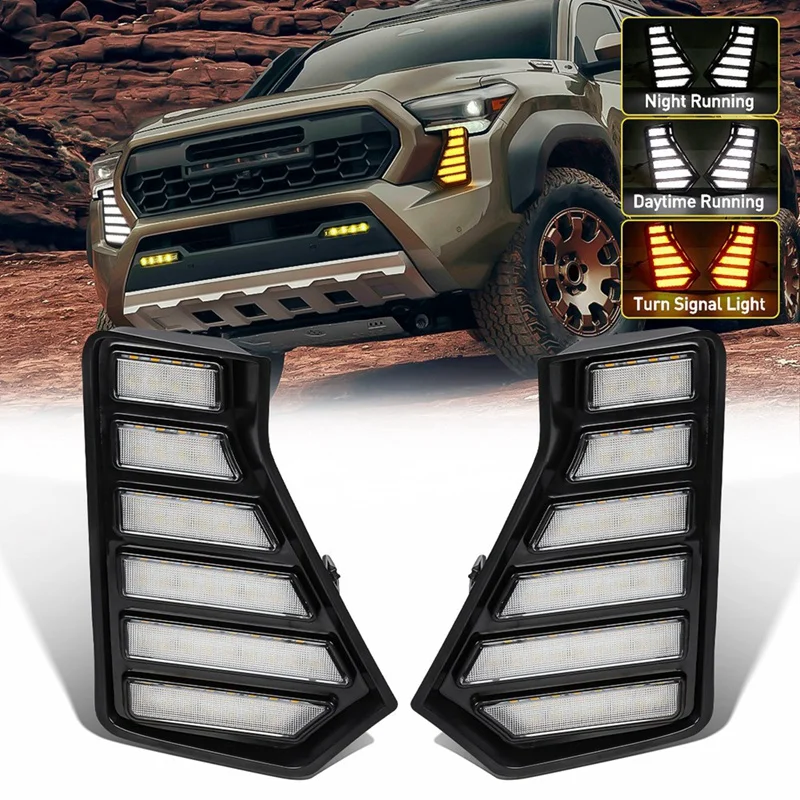 For Toyota Tacoma 2024 Grille Air Intake Cover DRL Daytime Running Lights Turn Signal Daylight