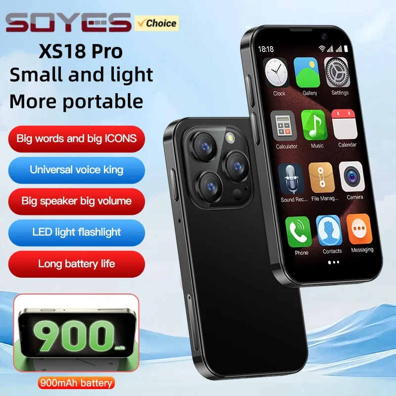 SOYES XS18 Pro 3G Mini Smartphone 3.0inches MTK Quad Core 2GB RAM 16GB ROM Dual SIM 2MP BLE 4.0 Type-C Ultra-light Android Phone