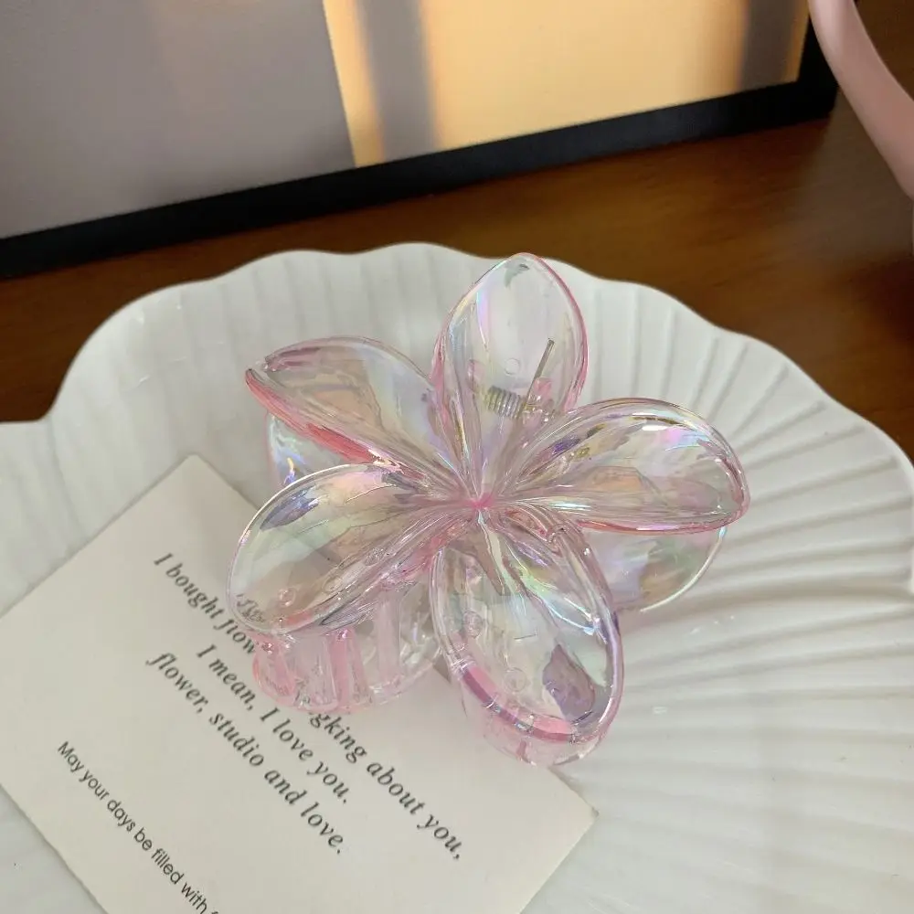 

Creative Hairpin Flower Hair Clip Grab Clip Plastic Transparent Hair Clip Korean Style Blingbling Large Hair Claw Streetwear