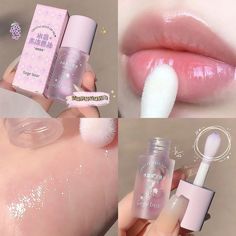 Fruity Crystal Jelly Lip Oil Hydrating Plumping Lip Coat for Lipstick Clear Lip Plumper Serum Tint Lips Care Makeup Cosmetic